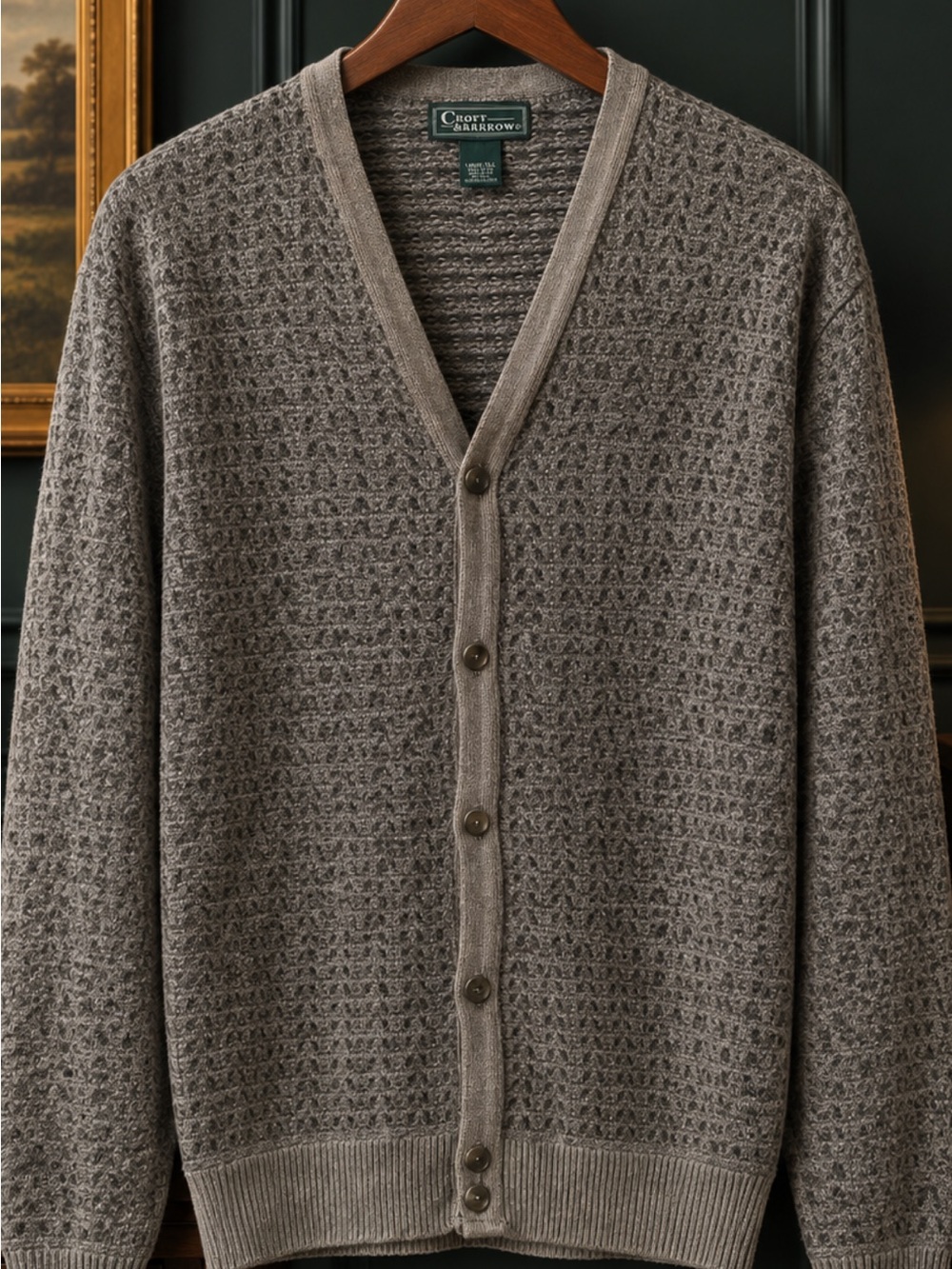 Vintage 90s Croft & Barrow Textured Knit Cardigan Sweater - Mens size Large Tall